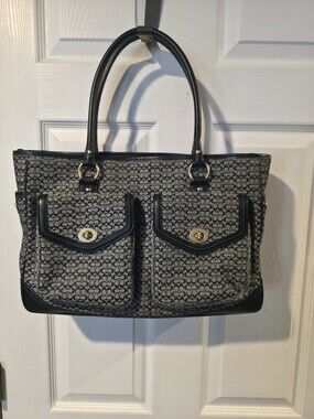 Coach Soho "Mini C"black leather trim- Dual Turnlock  Business Bag ‼️Nwot RARE‼️